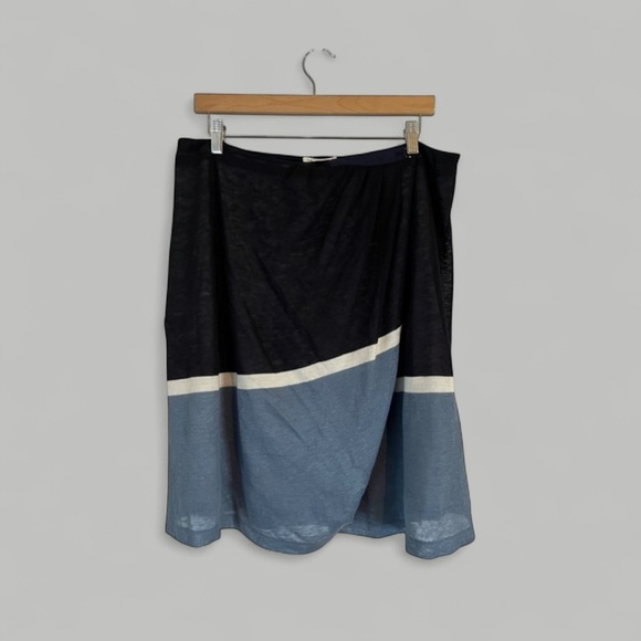 minä perhonen | Blue/White Linen Midi First Light  Skirt EU42/12 Lagenlook Japan - Picture 1 of 8